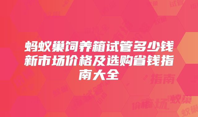 蚂蚁巢饲养箱试管多少钱新市场价格及选购省钱指南大全