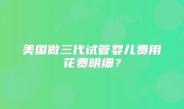美国做三代试管婴儿费用花费明细？
