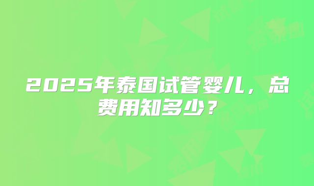 2025年泰国试管婴儿，总费用知多少？