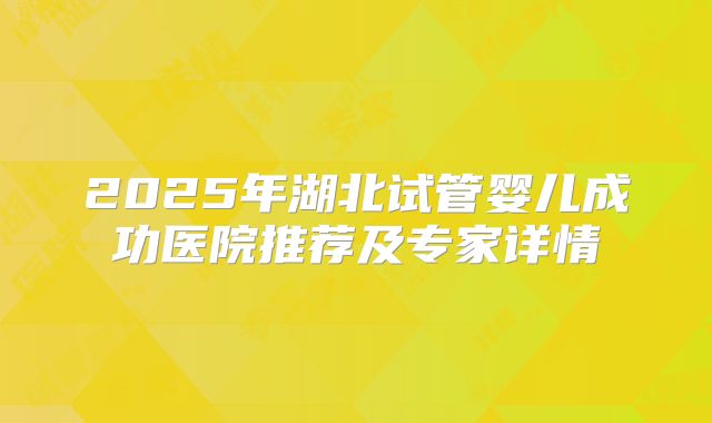 2025年湖北试管婴儿成功医院推荐及专家详情