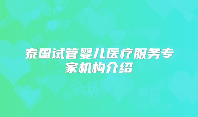 泰国试管婴儿医疗服务专家机构介绍