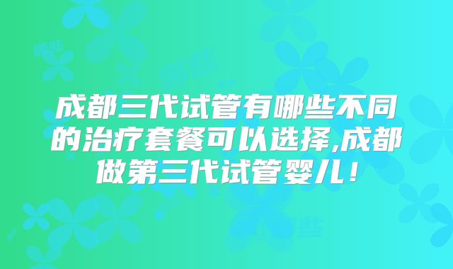 成都三代试管有哪些不同的治疗套餐可以选择,成都做第三代试管婴儿！