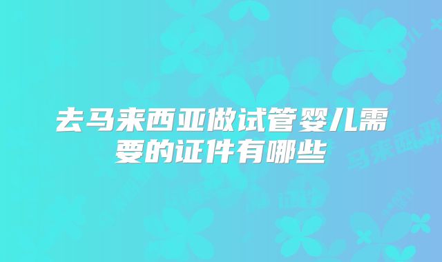 去马来西亚做试管婴儿需要的证件有哪些