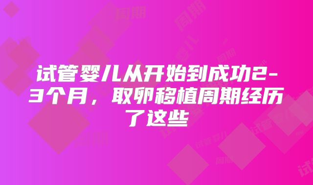 试管婴儿从开始到成功2-3个月,取卵移植周期经历了这些