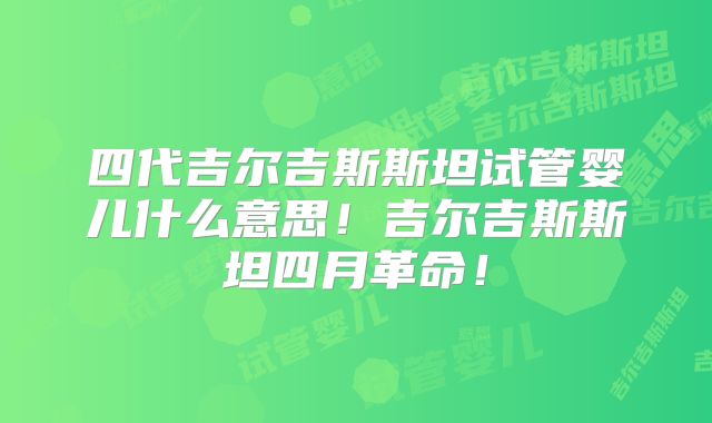 四代吉尔吉斯斯坦试管婴儿什么意思!吉尔吉斯斯坦四月革命!
