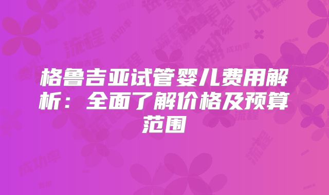 格鲁吉亚试管婴儿费用解析：全面了解价格及预算范围