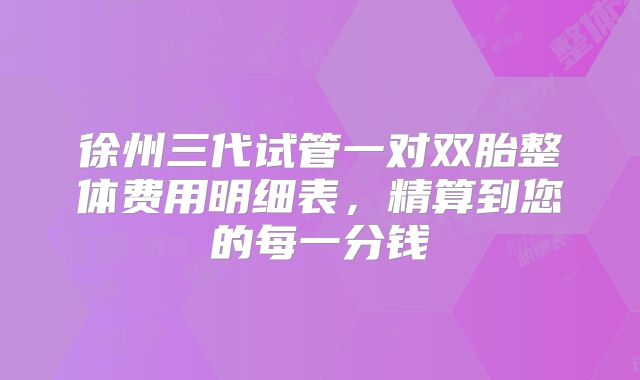 徐州三代试管一对双胎整体费用明细表，精算到您的每一分钱