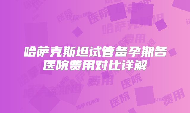 哈萨克斯坦试管备孕期各医院费用对比详解