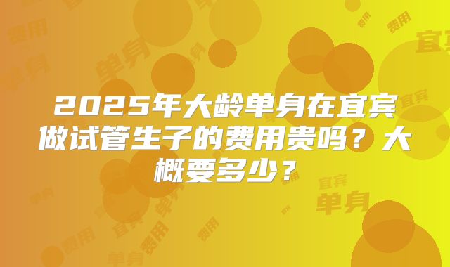 2025年大龄单身在宜宾做试管生子的费用贵吗？大概要多少？