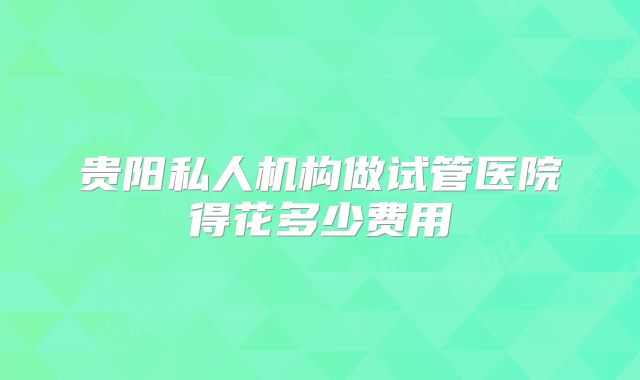 贵阳私人机构做试管医院得花多少费用