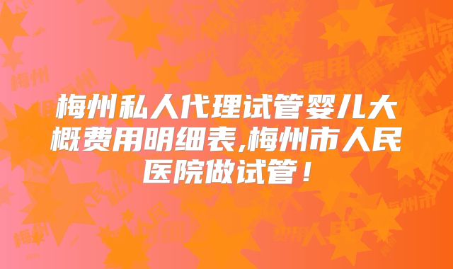 梅州私人代理试管婴儿大概费用明细表,梅州市人民医院做试管！