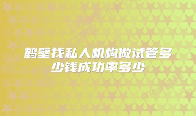 鹤壁找私人机构做试管多少钱成功率多少