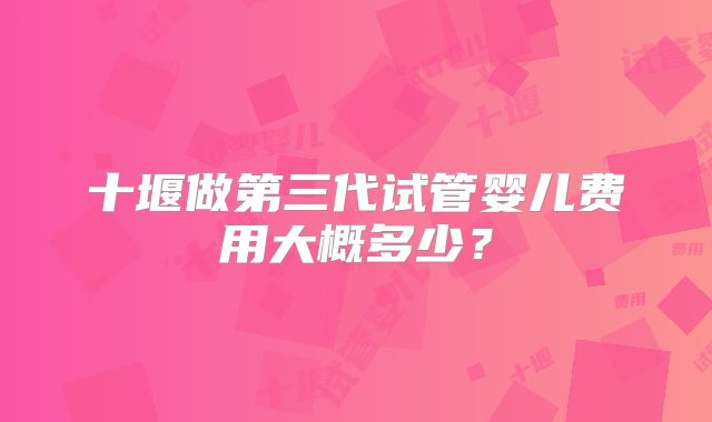 十堰做第三代试管婴儿费用大概多少？