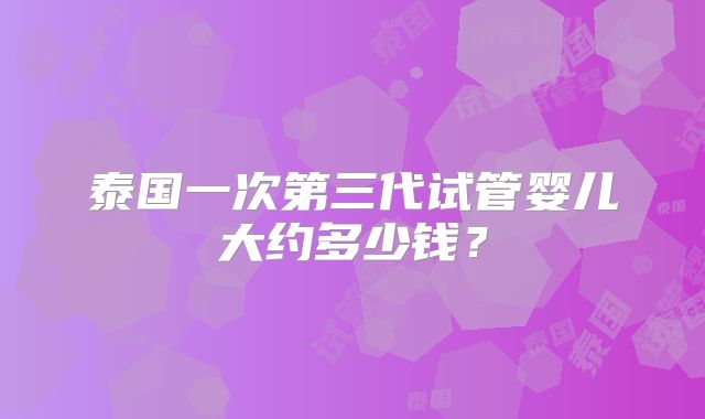 泰国一次第三代试管婴儿大约多少钱？