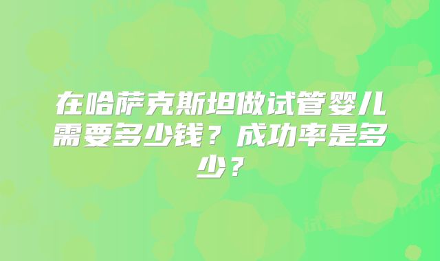 在哈萨克斯坦做试管婴儿需要多少钱？成功率是多少？