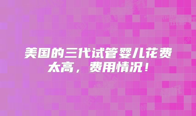 美国的三代试管婴儿花费太高，费用情况！