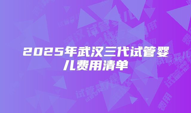 2025年武汉三代试管婴儿费用清单