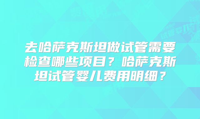 去哈萨克斯坦做试管需要检查哪些项目？哈萨克斯坦试管婴儿费用明细？