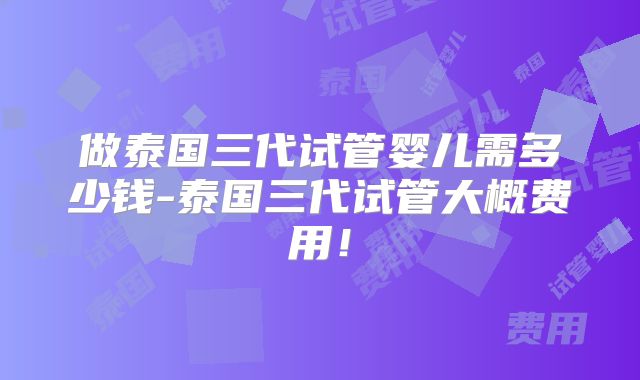 做泰国三代试管婴儿需多少钱-泰国三代试管大概费用!
