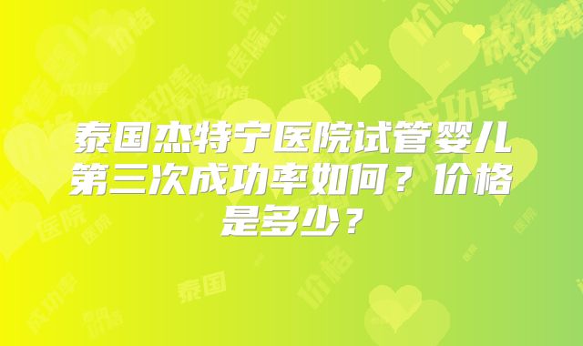 泰国杰特宁医院试管婴儿第三次成功率如何？价格是多少？