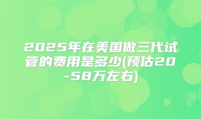 2025年在美国做三代试管的费用是多少(预估20-58万左右)