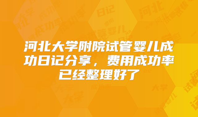 河北大学附院试管婴儿成功日记分享,费用成功率已经整理好了