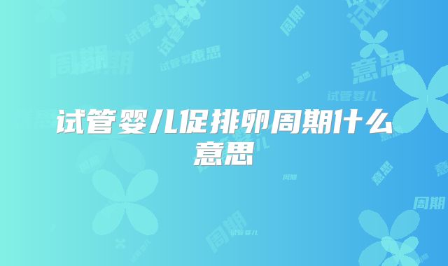 试管婴儿促排卵周期什么意思