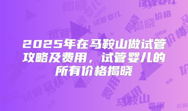 2025年在马鞍山做试管攻略及费用，试管婴儿的所有价格揭晓
