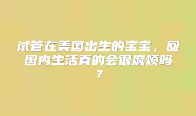 试管在美国出生的宝宝,回国内生活真的会很麻烦吗?
