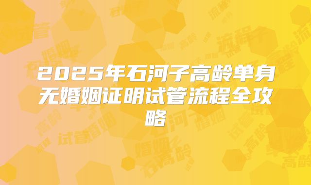 2025年石河子高龄单身无婚姻证明试管流程全攻略