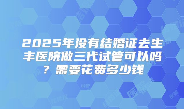 2025年没有结婚证去生丰医院做三代试管可以吗?需要花费多少钱