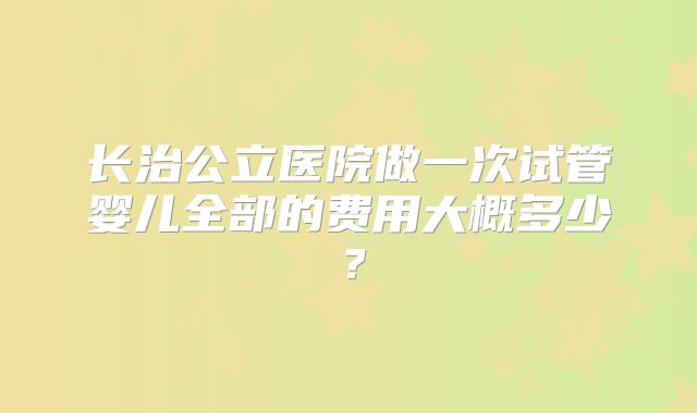 长治公立医院做一次试管婴儿全部的费用大概多少？