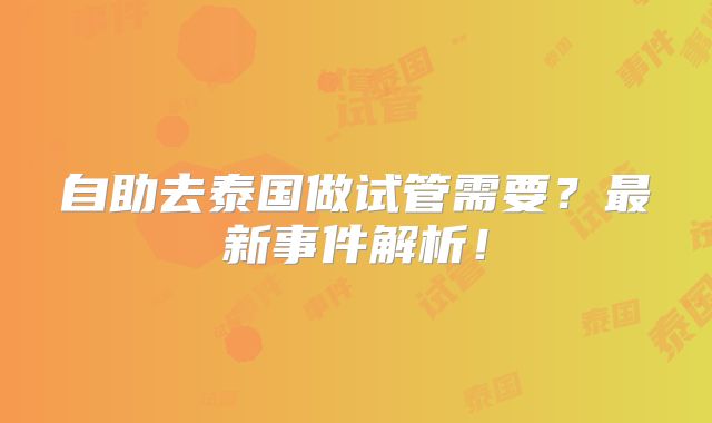 自助去泰国做试管需要？最新事件解析！