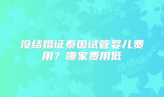 没结婚证泰国试管婴儿费用？哪家费用低