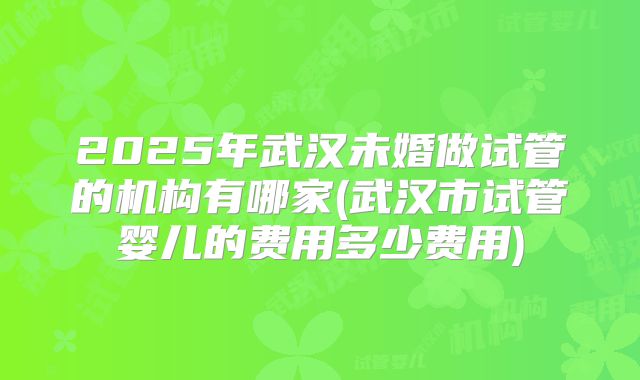 2025年武汉未婚做试管的机构有哪家(武汉市试管婴儿的费用多少费用)