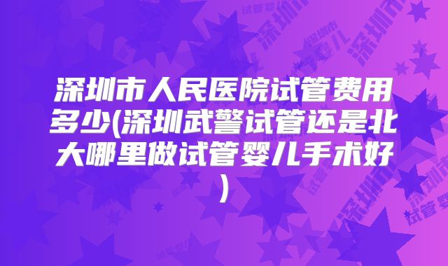 深圳市人民医院试管费用多少(深圳武警试管还是北大哪里做试管婴儿手术好)