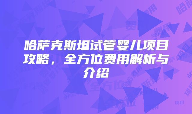 哈萨克斯坦试管婴儿项目攻略，全方位费用解析与介绍