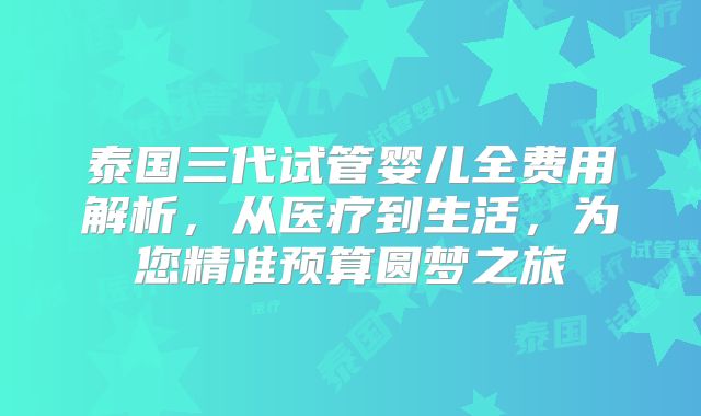 泰国三代试管婴儿全费用解析，从医疗到生活，为您精准预算圆梦之旅