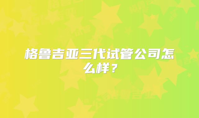 格鲁吉亚三代试管公司怎么样？