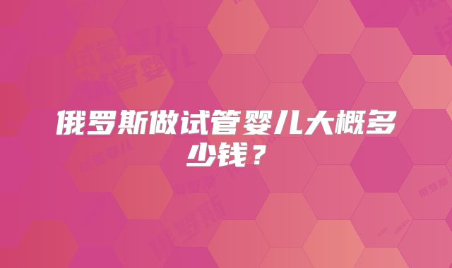 俄罗斯做试管婴儿大概多少钱？