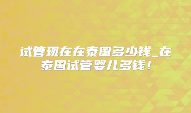 试管现在在泰国多少钱_在泰国试管婴儿多钱！