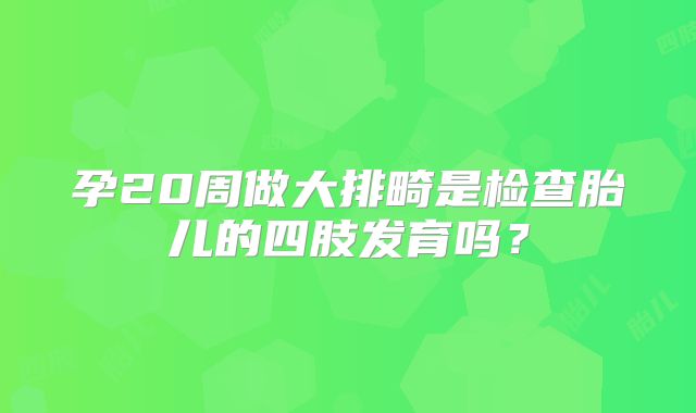 孕20周做大排畸是检查胎儿的四肢发育吗？