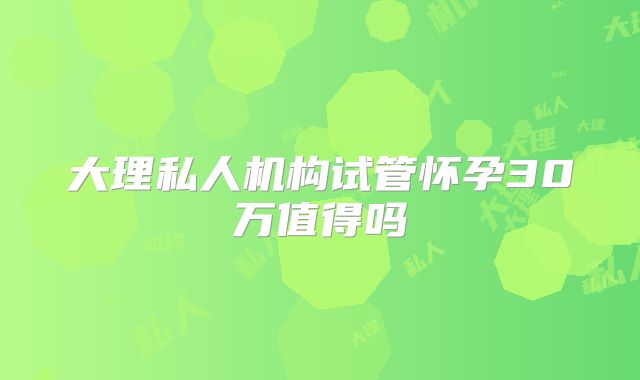 大理私人机构试管怀孕30万值得吗