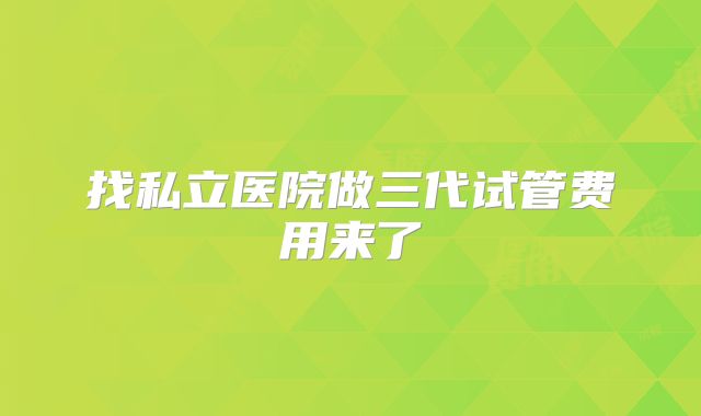 找私立医院做三代试管费用来了