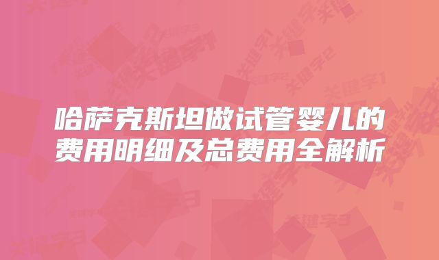 哈萨克斯坦做试管婴儿的费用明细及总费用全解析