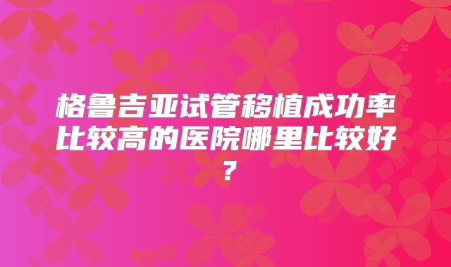 格鲁吉亚试管移植成功率比较高的医院哪里比较好？