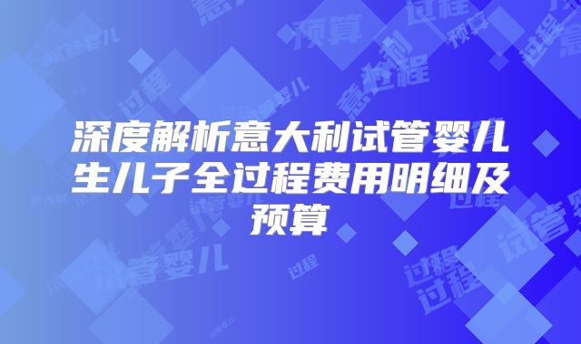 深度解析意大利试管婴儿生儿子全过程费用明细及预算