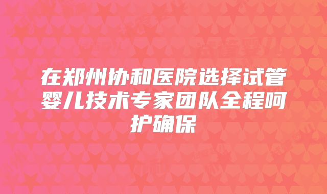 在郑州协和医院选择试管婴儿技术专家团队全程呵护确保