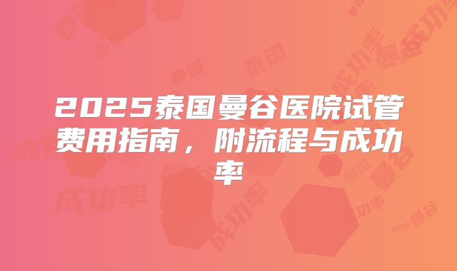 2025泰国曼谷医院试管费用指南,附流程与成功率
