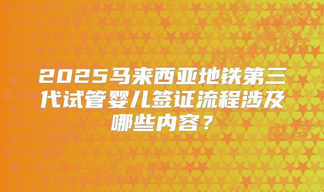 2025马来西亚地铁第三代试管婴儿签证流程涉及哪些内容？